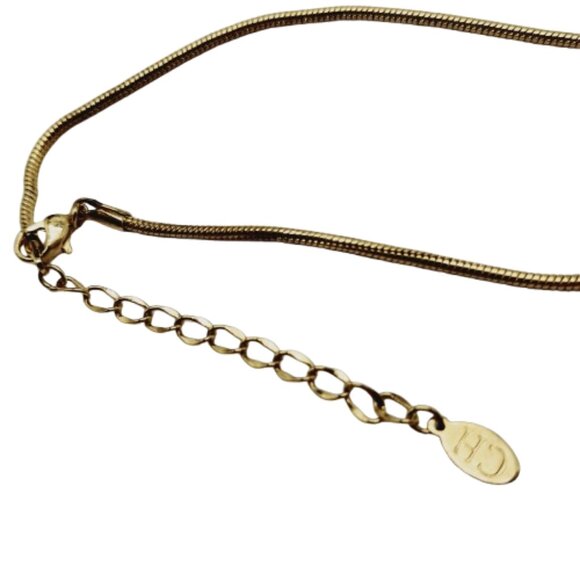 VTG Carolina Herrera Necklace Reversible Gold & Black Enamel Snake Chain Pendant - Picture 12 of 16